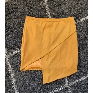 Olivaceous Asymmetrical Faux Suede Skirt